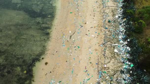 Vista Del Círculo Aéreo Sobre Playa Contaminada Ninh Thuan Junto — Vídeos de Stock