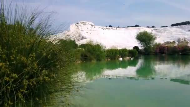 Pamukkale Que Significa Castillo Algodón Turco Sitio Natural Denizli Suroeste — Vídeo de stock