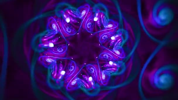 Kaleidoscope Floral Fractal Abstract Violet Purple Amethyst Seamless Looping Music — Wideo stockowe