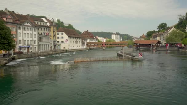 Ponte Della Cappella Lucerna Svizzera Vista Statica — Video Stock