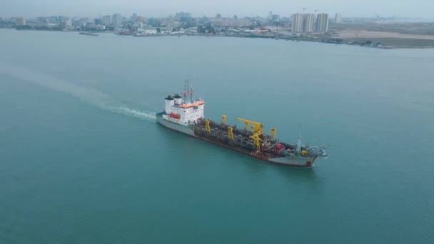 Atlantik Okyanusu Nda Lagos Sularında Seyreden Bir Kargo Gemisi — Stok video