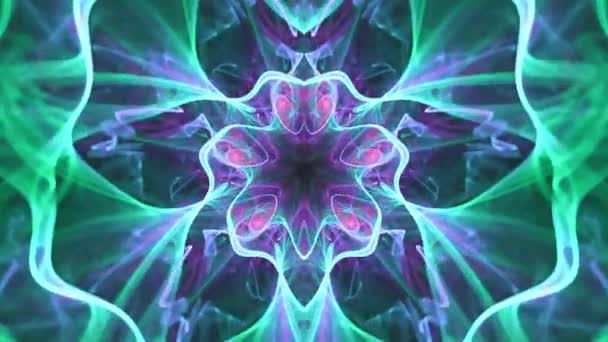 Kaleidoscoop Fractal Abstract Kater Groen Goo Naadloze Looping Muziek Kleurrijke — Stockvideo