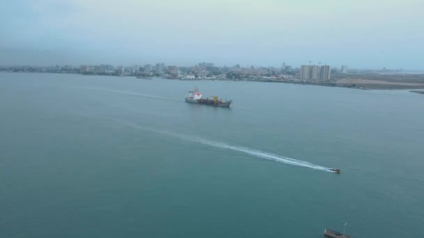 Buque Carga Vela Océano Atlántico Aguas Lagos — Vídeo de stock