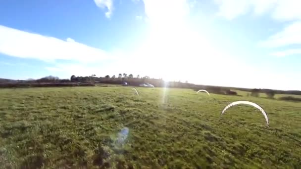 Drone Racing Field Outdoor Arch Gates Quadcopter Flying Competition Fpv — Vídeo de Stock