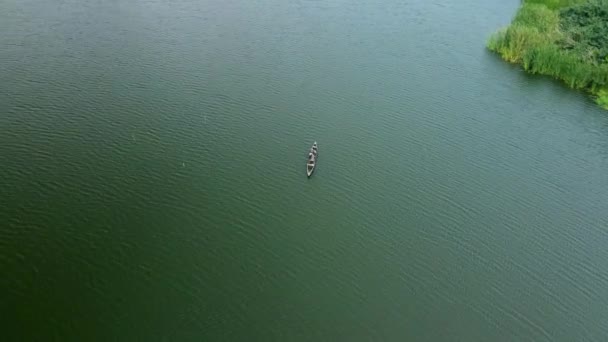 Victoria Island Lagos Nigéria Março 2022 Vista Drone Pescador Barco — Vídeo de Stock