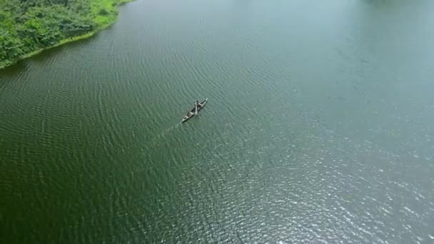 Victoria Island Lagos Nigeria March 2022 Drone View Fisherman Fishing — стоковое видео