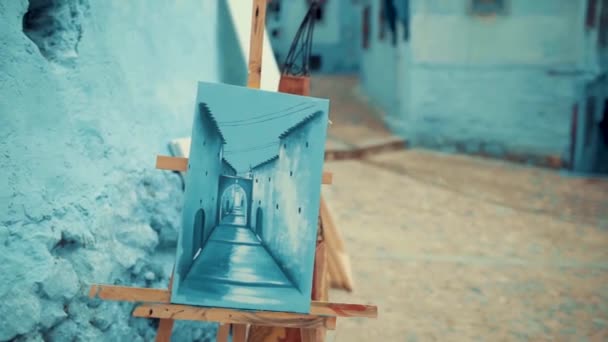 Acrylic Painting Streets Chefchaouen — Vídeos de Stock