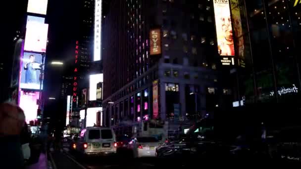 Belebter Verkehr Times Square Der Nacht Zeitraffer Voraus — Stockvideo