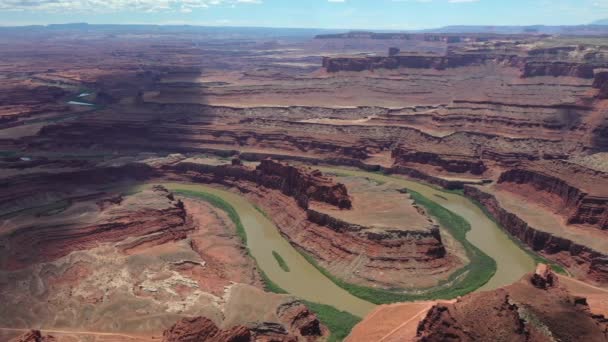 Green River Overlook Dead Horse Point Utah Verenigde Staten Luchtfoto — Stockvideo