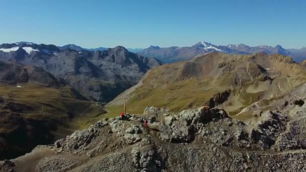 Luftaufnahme Vom Piz Umbrail Hochgebirgslandschaft — Stockvideo