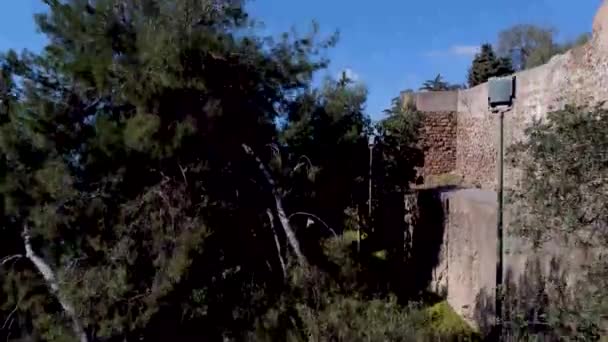 Famosa Atracción Turística Castillo Gibralfaro Castillo Está Cima Una Colina — Vídeo de stock