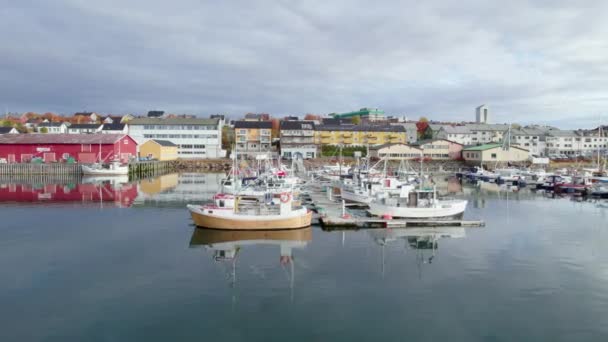 Aerial Shot Harbor Vads Norway — стоковое видео