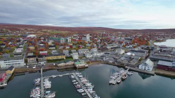 Flygfoto Hamnen Vads Norge — Stockvideo