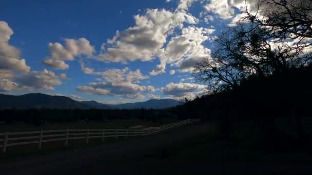 Cloud Formation Time Lapse Sequence Mountain Road Trees Mountains Background — Vídeos de Stock