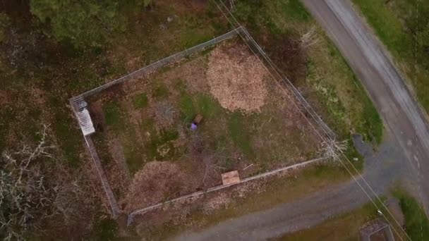 손수레에 나뭇잎을 울타리가 정원으로 앞으로 복구를 커다란 모습을 공중에서 것이다 — 비디오