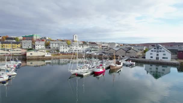 Flygfoto Hamnen Vads Norge — Stockvideo