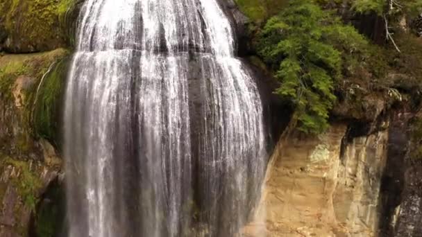 Tiro Cima Para Baixo Silver Falls Coos County Oregon — Vídeo de Stock