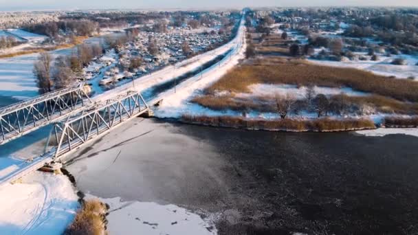 Railway Bridge Bird Eye View Drone — Vídeo de Stock