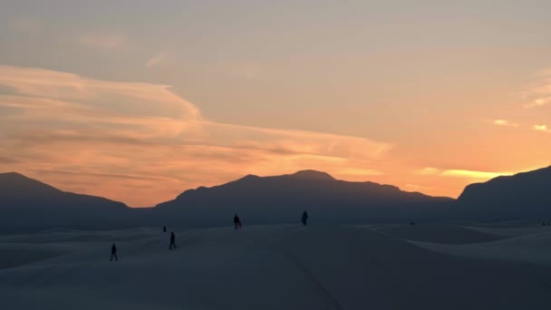Vista Panorâmica Parque Nacional White Sands Lotado Durante Pôr Sol — Vídeo de Stock