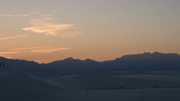 Вид Закат Оживленного Национального Парка Уайт Сэндс Нью Мексико — стоковое видео