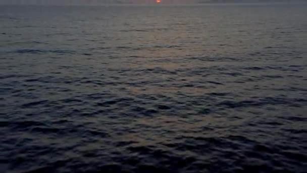 Aerial Backwards Tilt Reveal Drone Shot Flies Low Sea Sunset — Video Stock