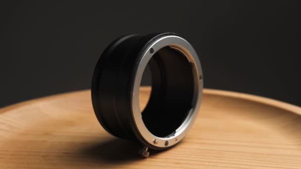 Lens Adapter Rotating Platform Product Videography Close — Video Stock