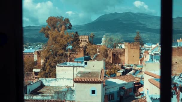 Arial View Old Medina Chefchaouen City Morocco — Stockvideo