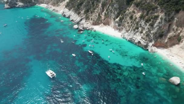 Drone View White Sand Beach Sardinien Italien — Stockvideo