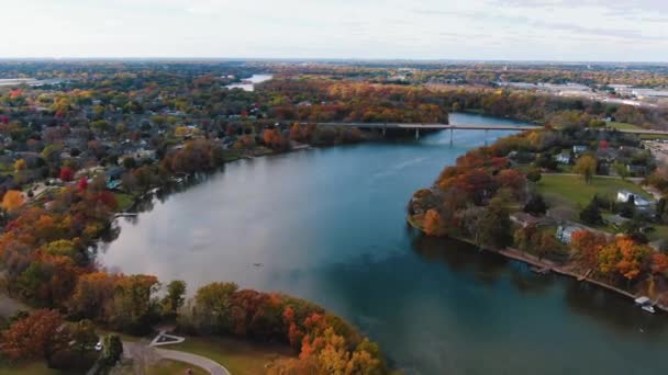 Pretty Fall View Fox River Wisconsin — Stok video