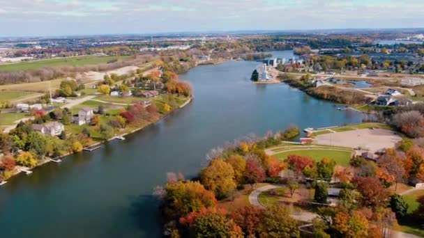 Beautiful Aerial View Fox River Wisconsin — Video