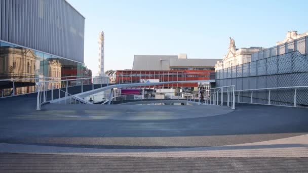 Time Lapse Circular Bicycle Bridge Leuven Belgium Public Transportation Concept — Stock Video