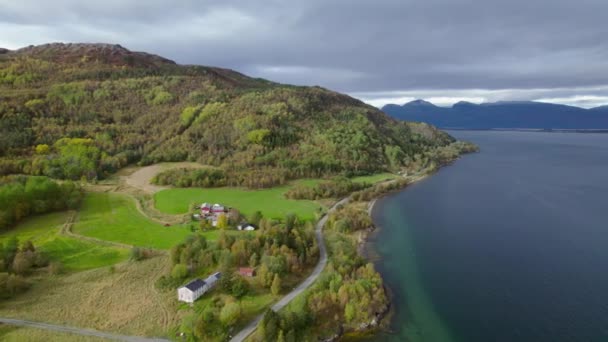 Flygfoto Vackert Norskt Landskap — Stockvideo