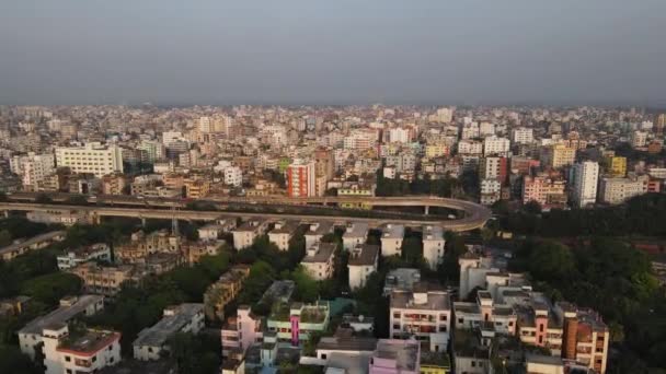 Big Highway Middle Dhaka City Aerial View Metropolis Transport — Stockvideo