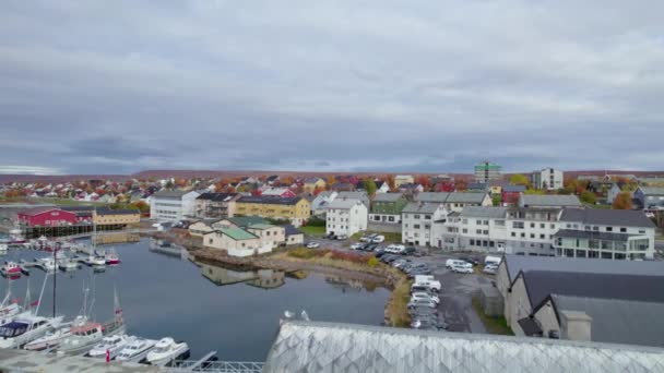 Aerial Shot Harbor Vads Norway — Stockvideo