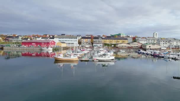 Aerial Shot Harbor Vads Norway — Video