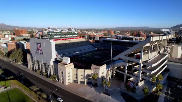 Flyg Tryck Till Arizona Stadium Universitetet Arizona Campus — Stockvideo