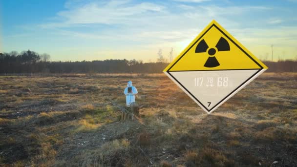 Scientist Checking Radiation Levels Radioactive Barren Land Render — Wideo stockowe