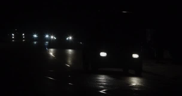 Road Traffic Rush Hour Rainy Nighttime Timelapse — Vídeo de stock