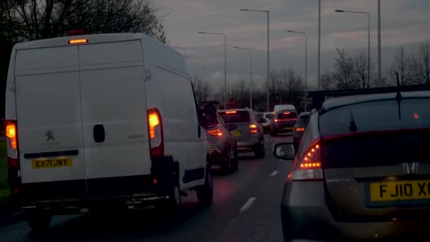 Pov Slow Moving Traffic Rush Hour Early Evening Light London — Vídeos de Stock