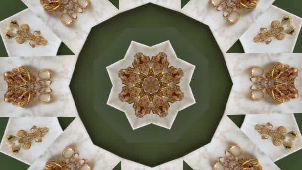 Kaleidoscope Background Gold Jewelry — Stockvideo