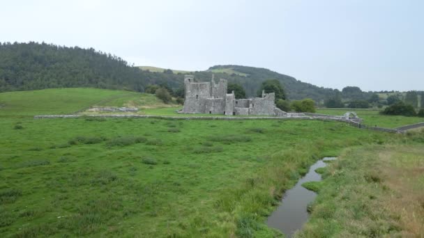 Forntida Irland Norman Ruin Fore Abbey Irland Smidig Filmisk Strategi — Stockvideo