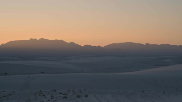 Vista Estática Pôr Sol Parque Nacional White Sands Campo Dunas — Vídeo de Stock