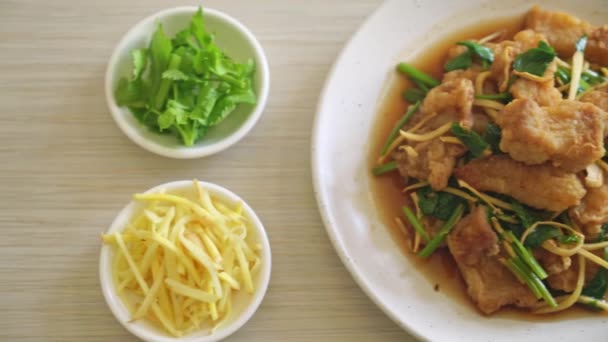 Stir Fried Fish Chinese Celery Asian Food Style — Stockvideo