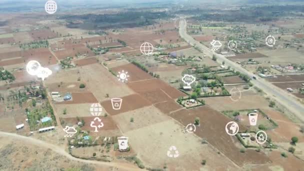 Umweltschutzkonzept Erneuerbare Energien Nachhaltige Entwicklungsziele Drohnenflug Der Landschaft Der Kenianischen — Stockvideo