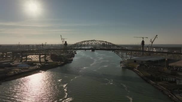 Aerial View Harbor Bridge Port Corpus Christi Texas — ストック動画