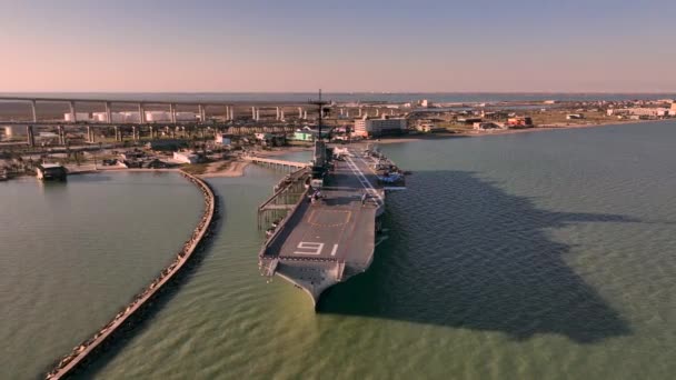 美国军舰Lexington 16的空中视点 — 图库视频影像