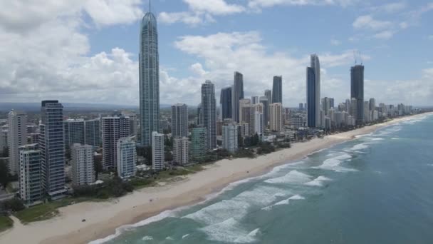 Tower Wolkenkratzer Surfers Paradise Australien Antenne — Stockvideo