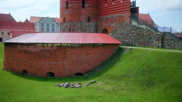 Litvanya Yuvarlak Kulesi Havzası Olan Kaunas Kalesi Hava — Stok video