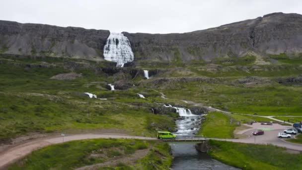 Veduta Aerea Della Cascata Dynjandi Sulla Penisola Westfjords Islanda Colpo — Video Stock