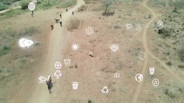 Environment Protection Concept Renewable Energy Sustainable Development Goals Drone Fly — Vídeo de stock
